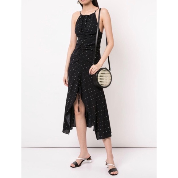 Alice McCall Oscar Ruched Polka Dot Midi Dress 2 - Picture 6 of 14